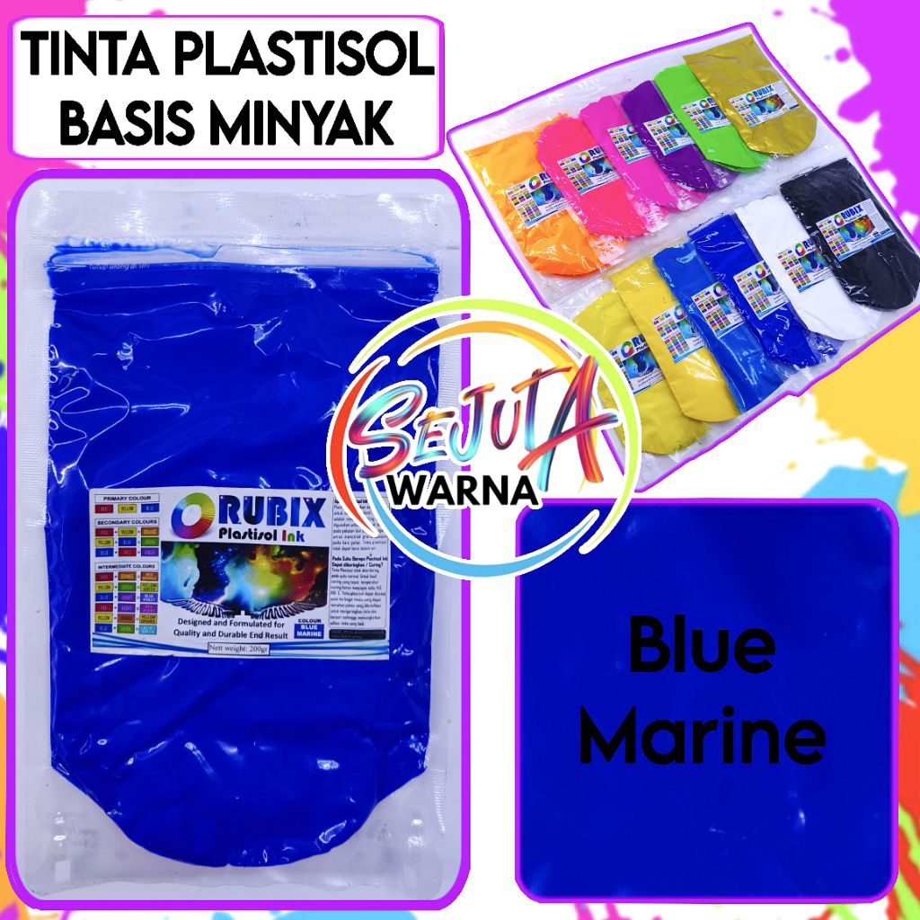 

TINTA PLASTISOL RUBIX BLUE MARINE 200GR CAT SABLON KAOS