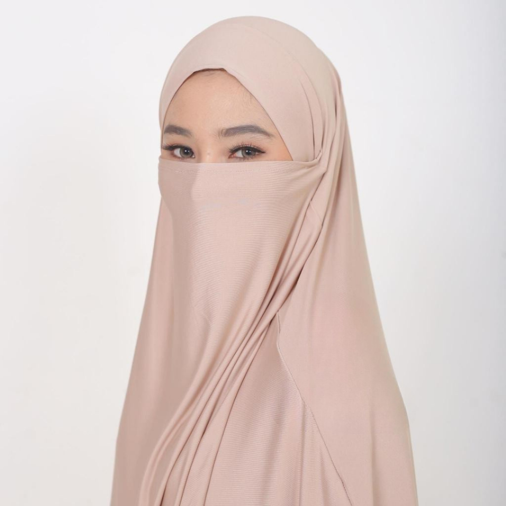 Khimar French 2in1 Bahan Jersey / Khimar Cadar Viral French Khimar Jilbab Kerudung Bergo Instan Cada