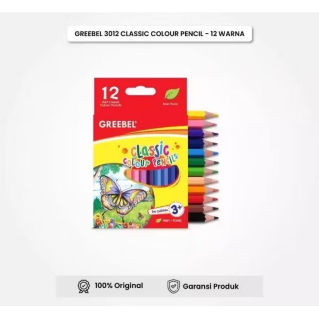 

(PCS) PENSIL 12 WARNA GREEBEL PENDEK 3012 (MIN. ORDER 12 PCS)