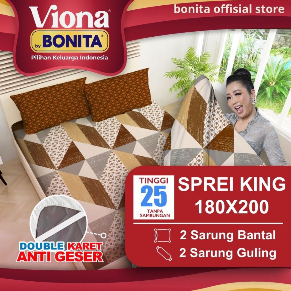 VIONA by Bonita  Sprei king  (180x200) Tinggi 25 Ada Anti Slip ORIGINAL(TERBARU TERMURAH) BISA COD