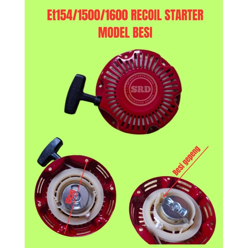 Recoil starter besi genset et1500/1600watt