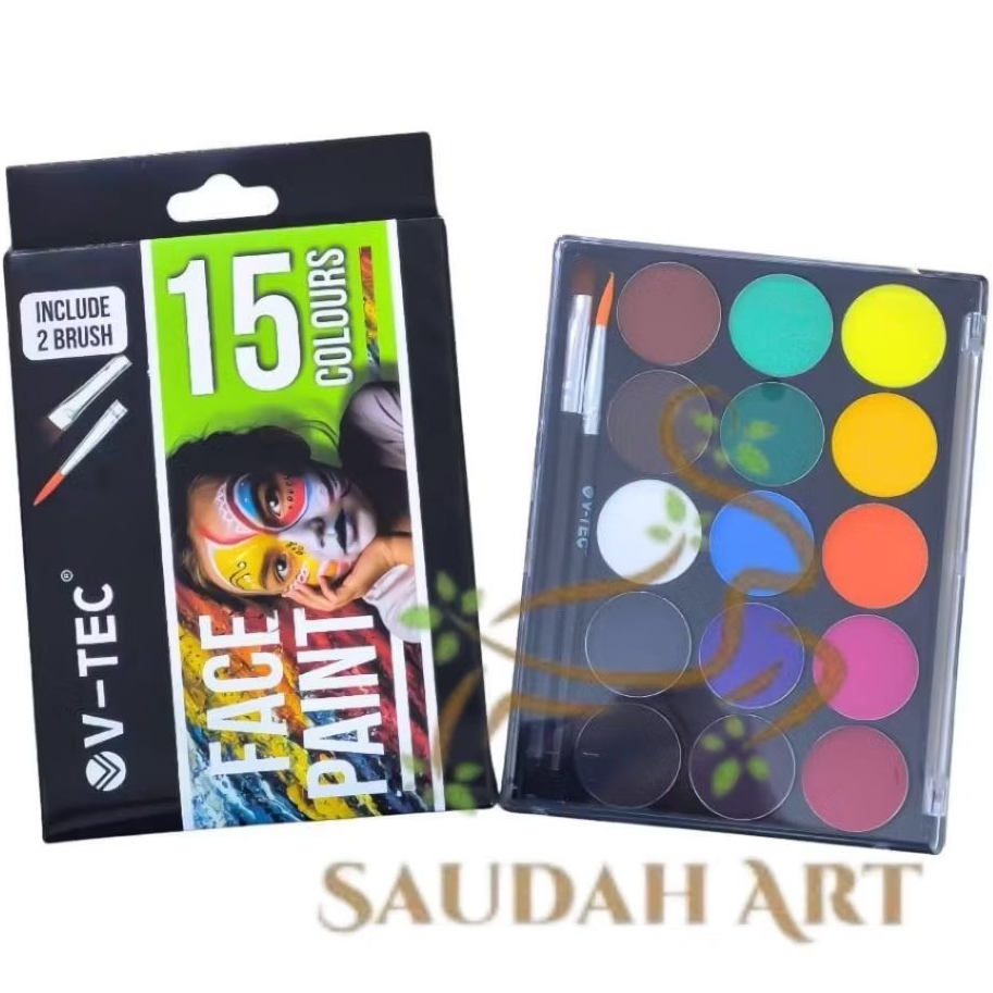

V-TEC Face Paint 15 Warna + Free 2 kuas Type FP 402/15