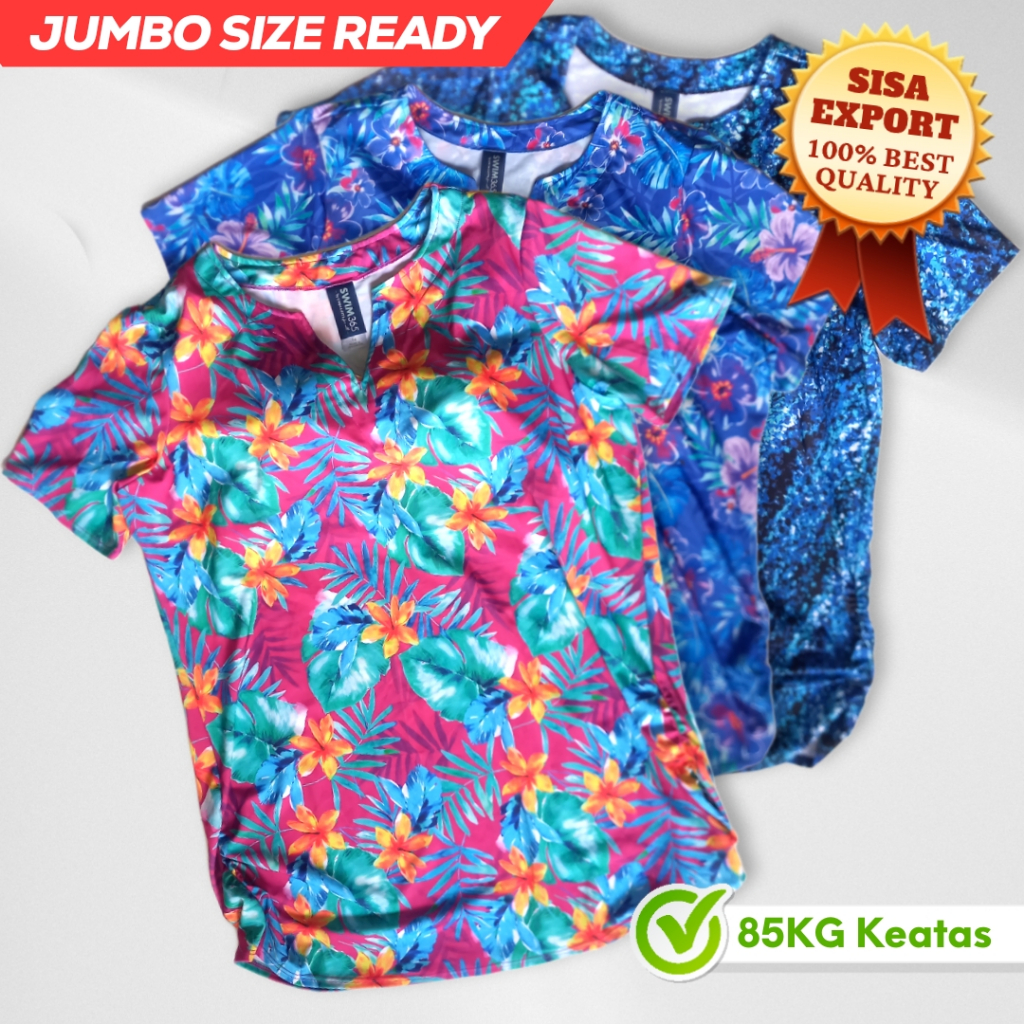 Baju Lengan Pendek Jumbo LD 120-160 / Kaos Tangan Pendek Jumbo Motif Premium / Sisa Export