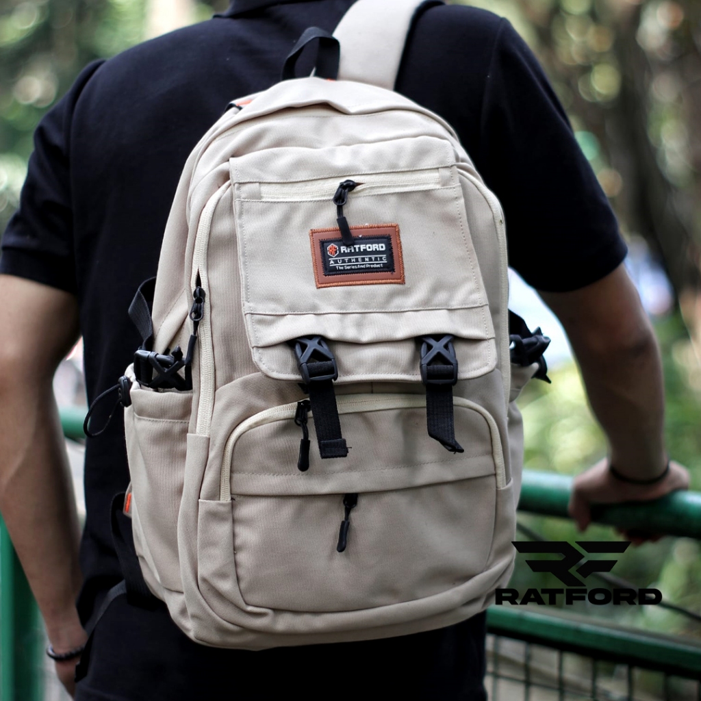 Wizard Cream Tas Ransel Gendong Pria Wanita Backpack Tas Sekolah Kerja Kuliah