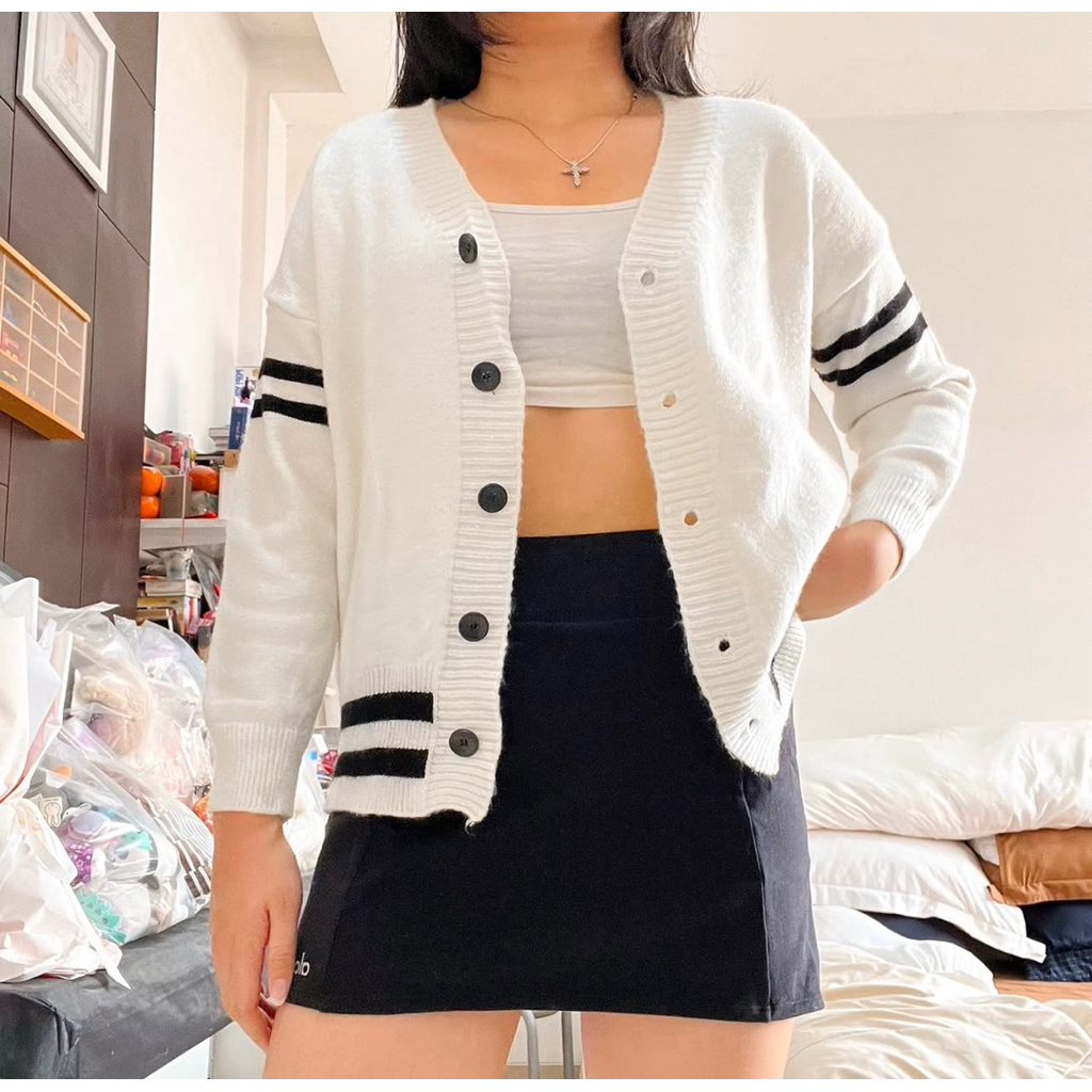 white academia knit cardigan