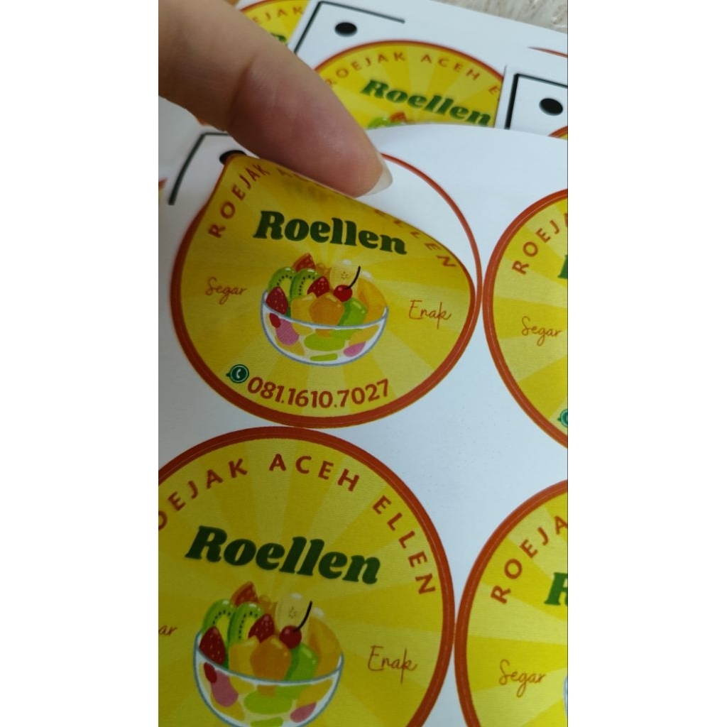 

custom stiker label kemasan atau produk jualan per lembar A3
