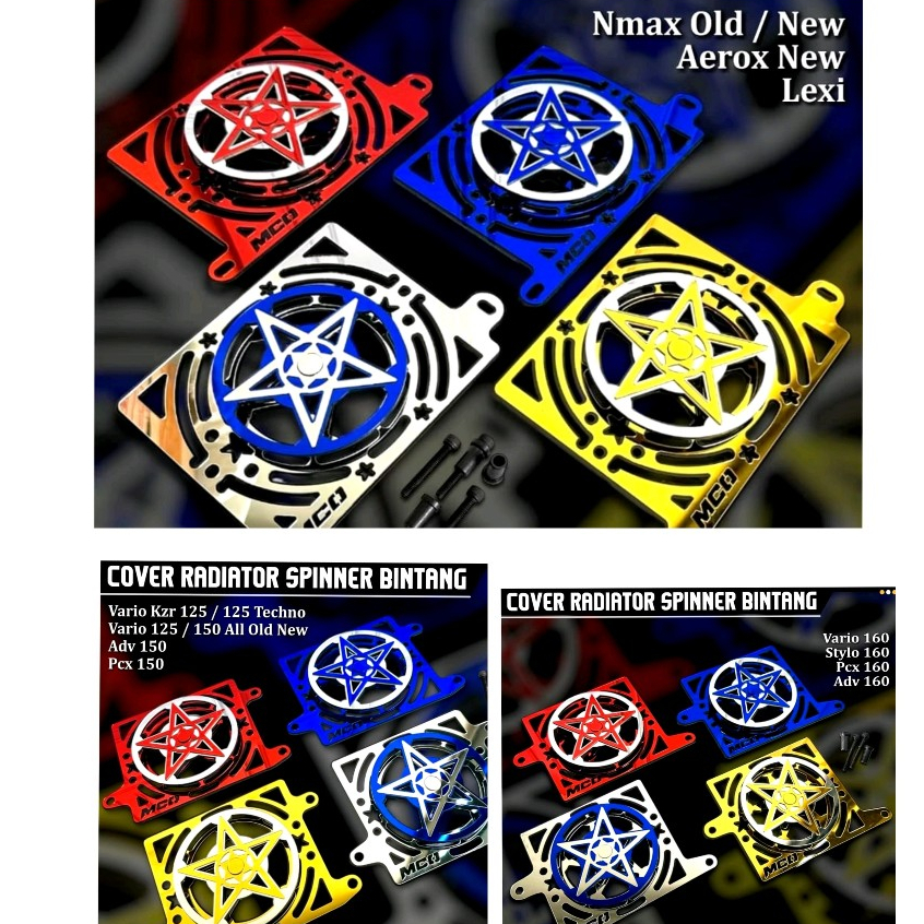 Cover Radiator Set Spinner Bintang Variasi Twotone Motor Vario 125 ADV 150 PCX 160 Nmax Old/New Aero
