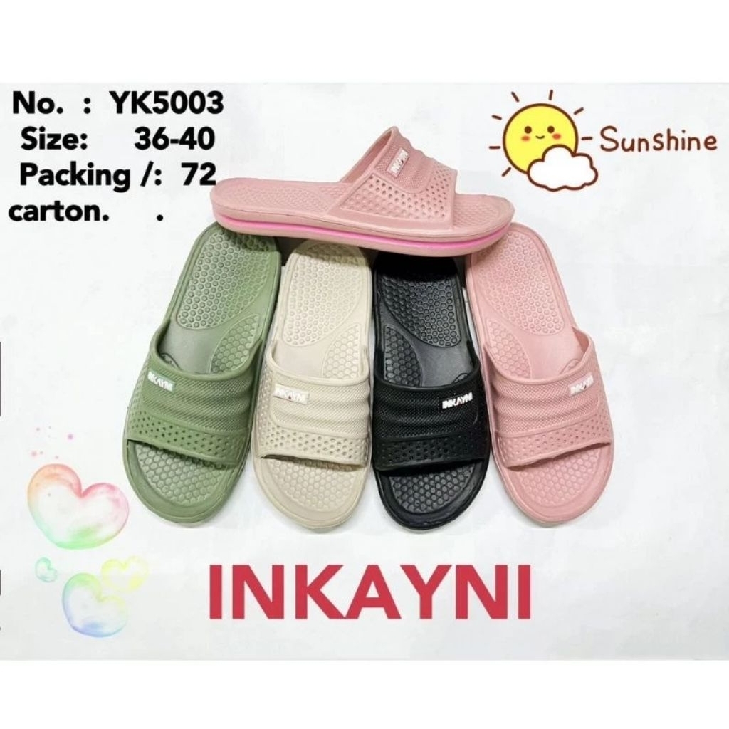 YK5003 Sandal Selop karet Wanita Remaja Dewasa/ Sandal slide Karet Inkayni Ukuran 36-40