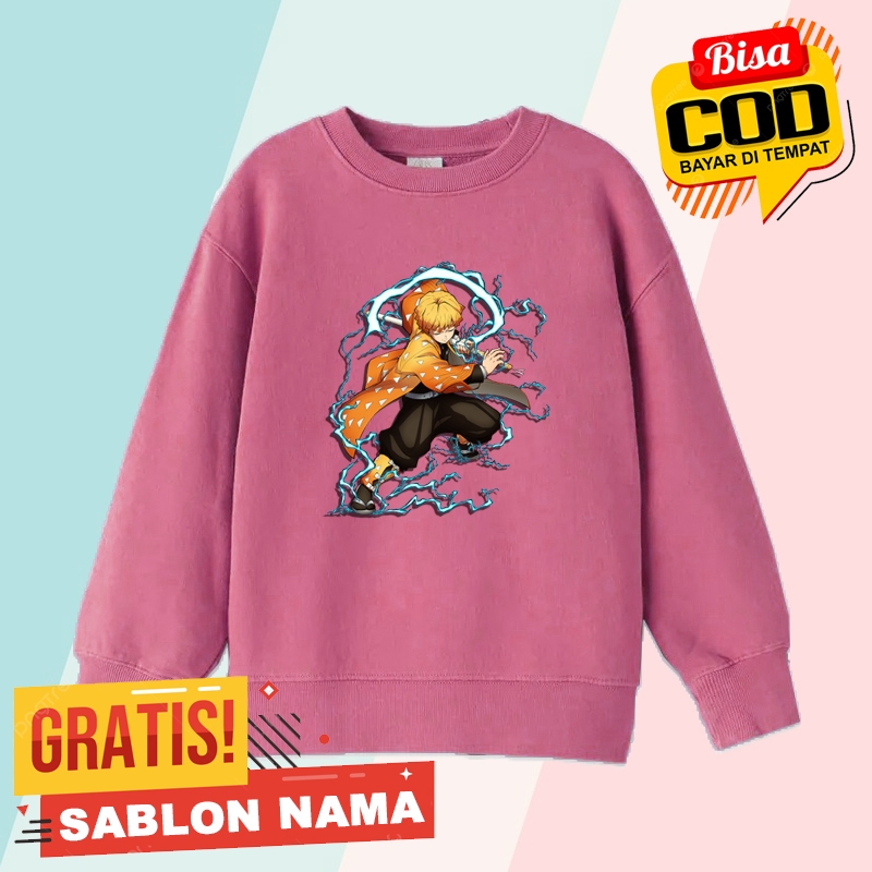 Sweater Anak Zenitsu Agatsuma Demon Slayer / Jaket Anak Laki Laki & Perempuan Zenitsu Agatsuma Demon