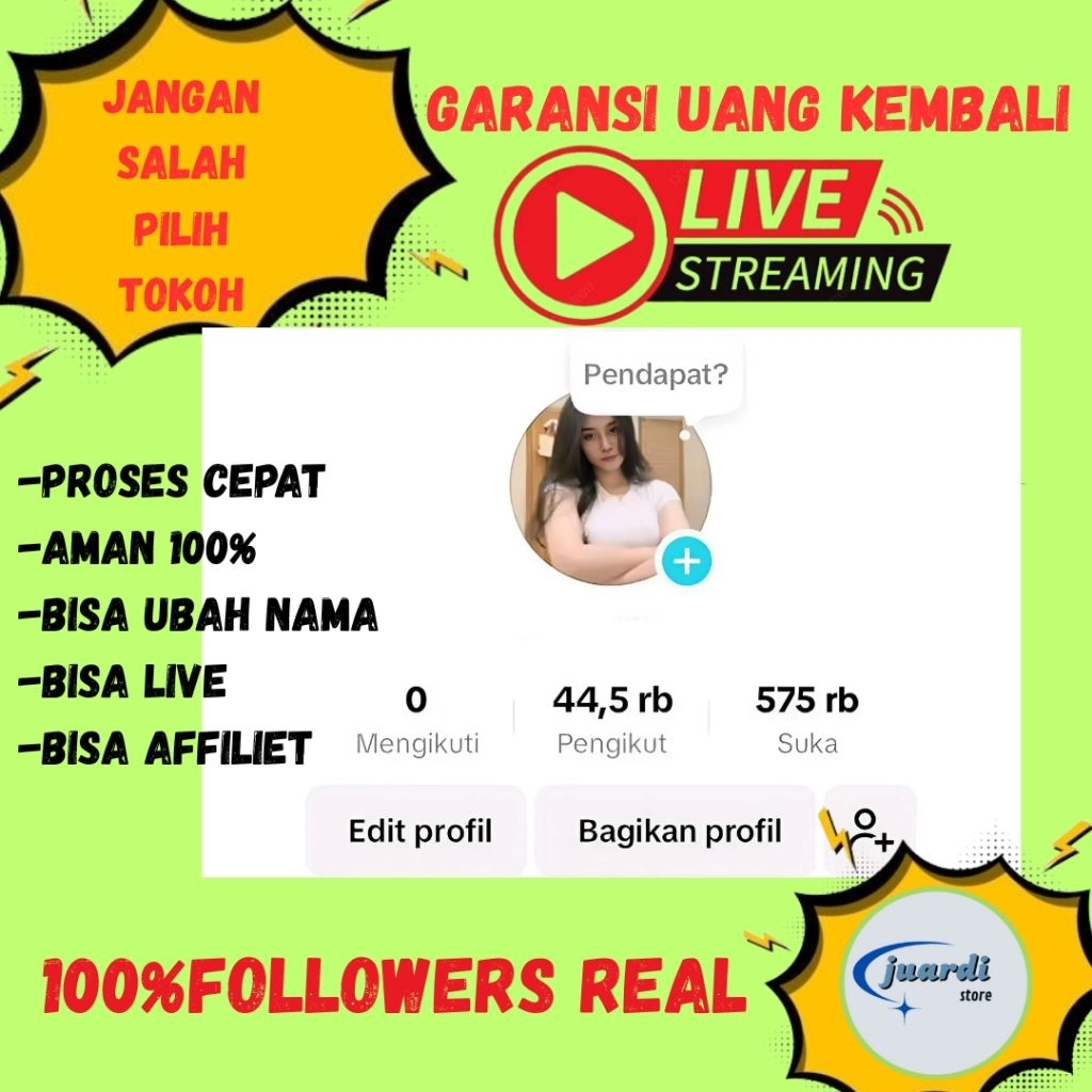 jual akun tiktok murah followers real hasil fyp video 31k-50k followers