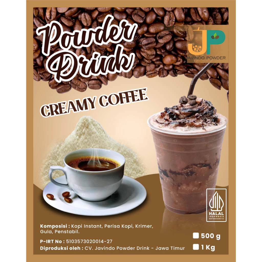 

JAVINDO Bubuk Minuman Rasa Creamy Coffee / Kopi Creamy 1Kg / 1 Kg Reguler - Javindo Powder
