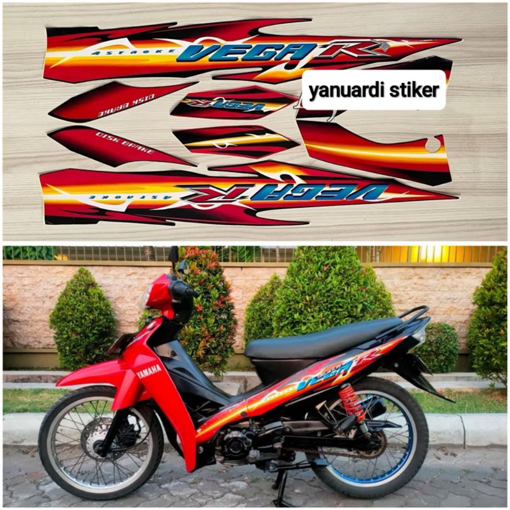 Striping stiker list yamaha vega r new tahun 2007 vega r 2007 merah hitam yamaha sirius