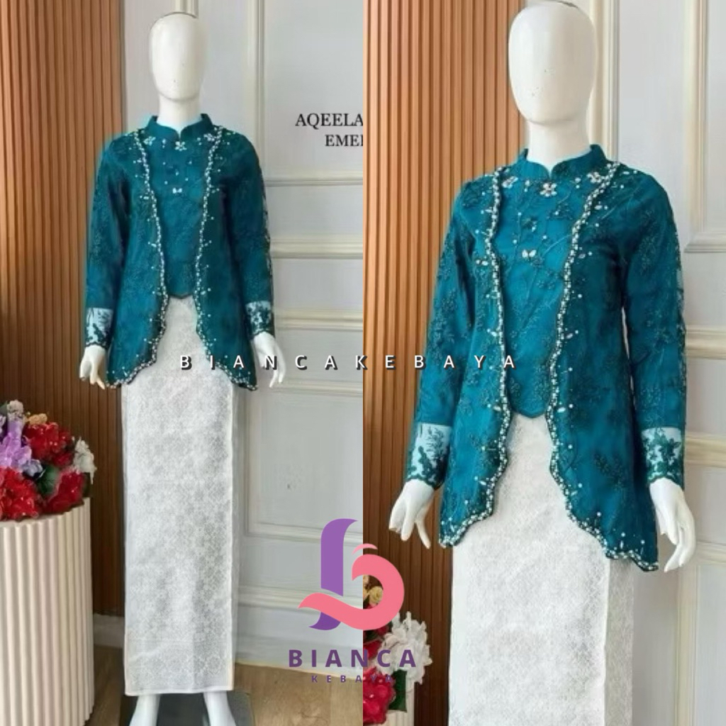 Set Kebaya Aqella - Kebaya Payet Modern - Baju Kebaya Wisuda Modern - Kebaya Pesta Modern - Kebaya L