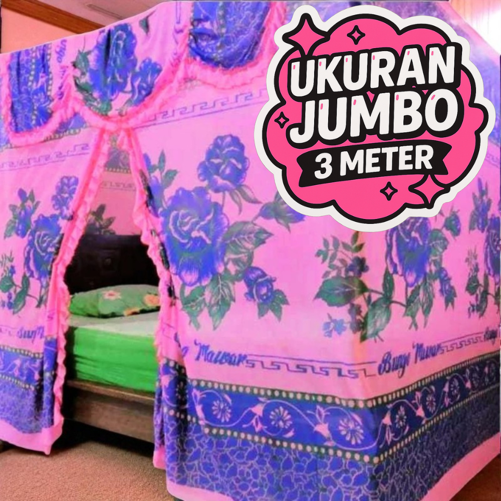Kelambu Anti Nyamuk Gantung Kotak Jumbo Motif Bunga 180x200 200x200 300x200
