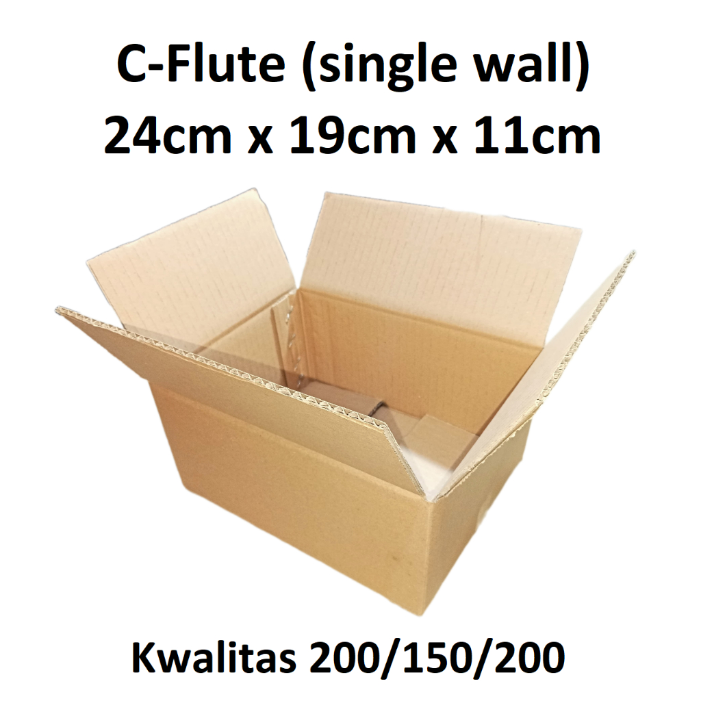 

Kotak Kardus 24x19x11cm / C-Flute Single Wall Polos Coklat Dus Box Packing