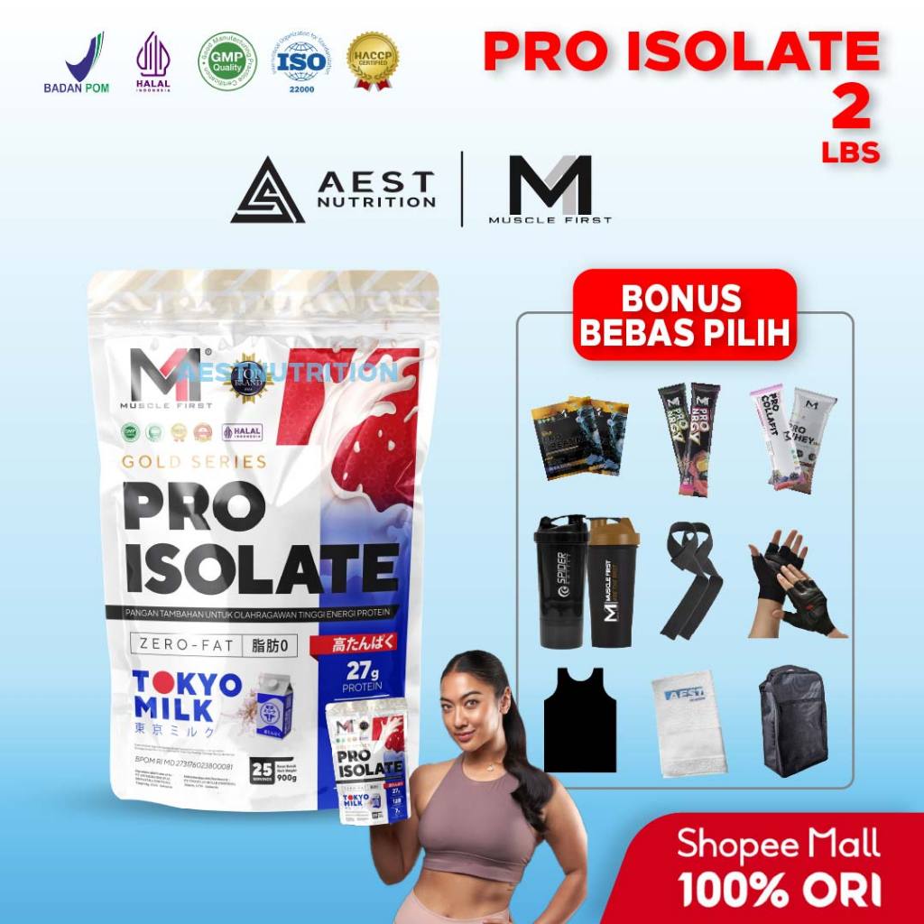 Muscle First Pro Isolate 2 lbs 900 gram Susu Protein Powder Whey Isolate Suplemen Fitness untuk Lati