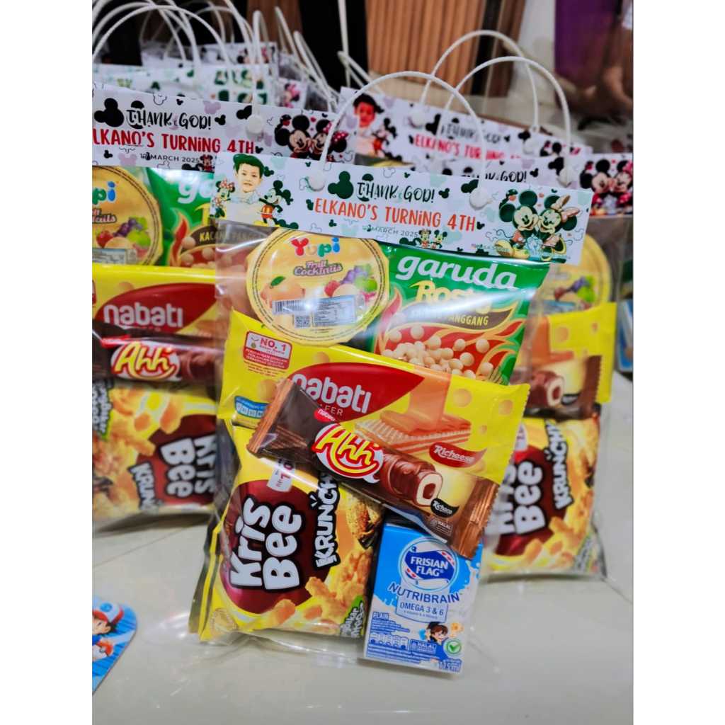 

Kantong Snacks Ulang Tahun/Aqiqah/Tasyakuran lainnya (Label Jepit Custom)