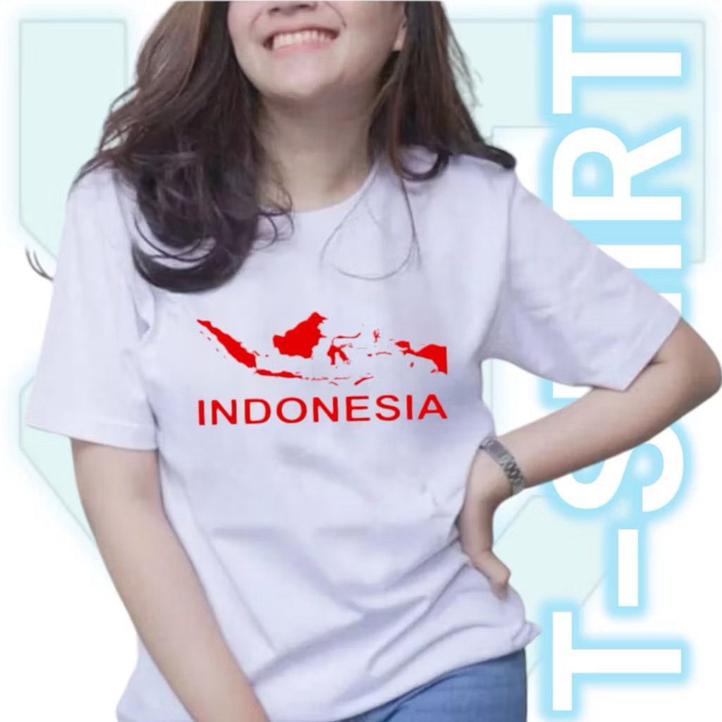 ￼Kaos Kemerdekaan Indonesia/Kaos Merdeka/Kaos Peta Indonesia/Kaos 17 Agustus Peta Indonesia