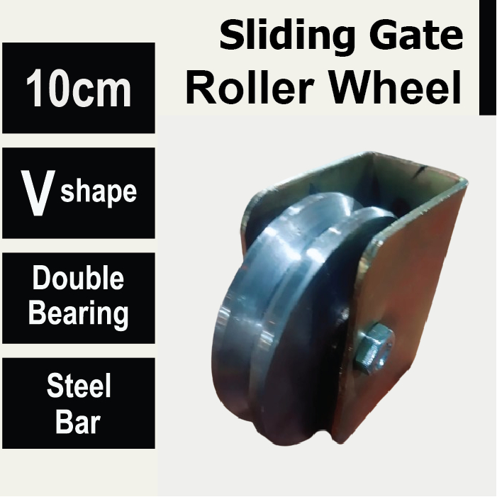 Roda Pintu Pagar Gerbang Besi As Rel V Siku 10cm