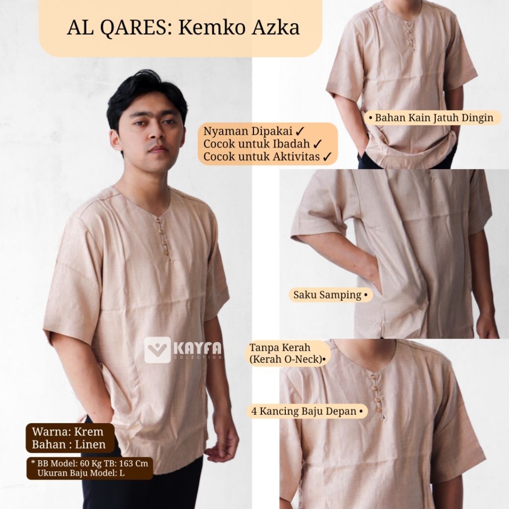 AL-QARES Kemko Azka Koko Sylist O Neck Krem by KAYFA COLLECTION
