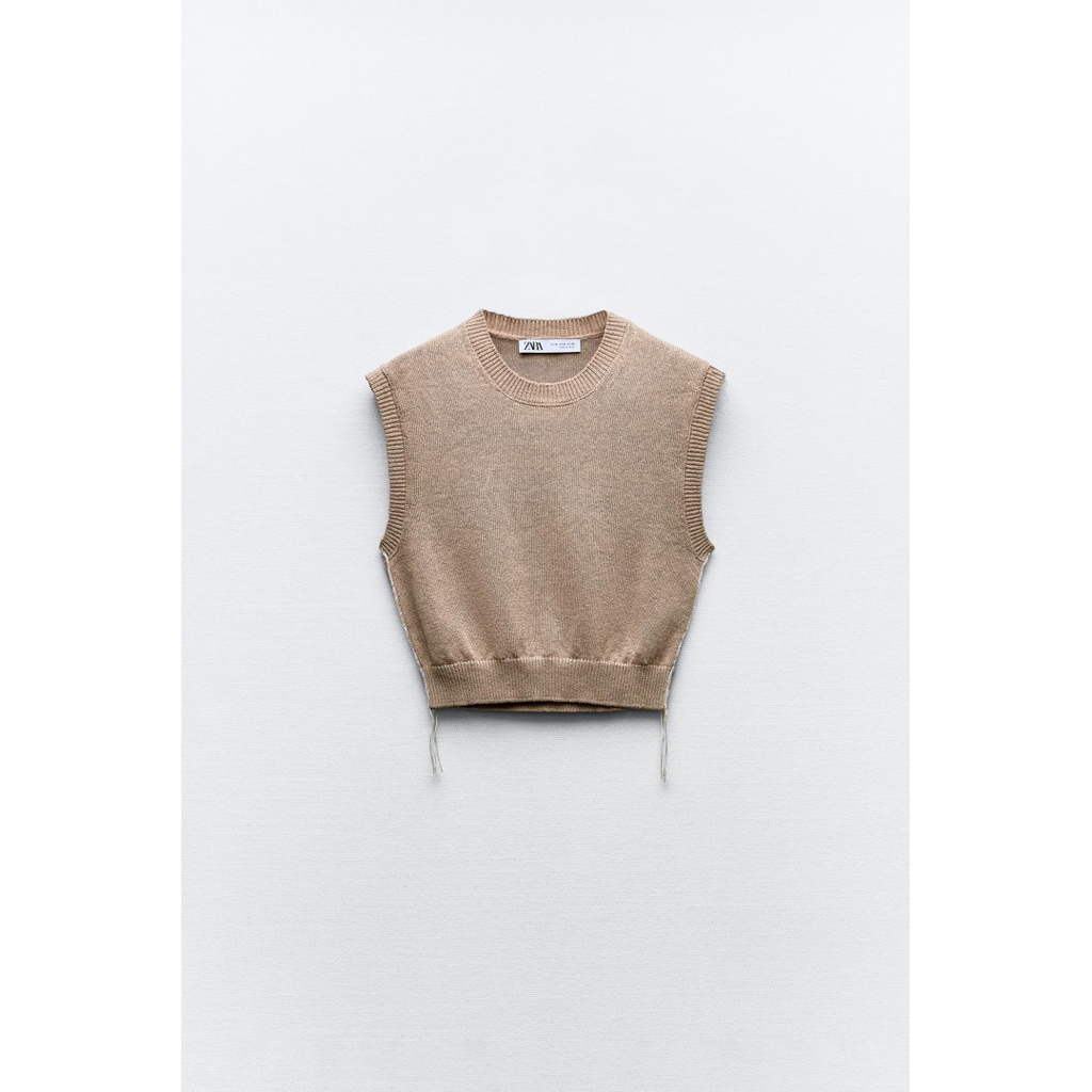 preloved zara brown knit vest