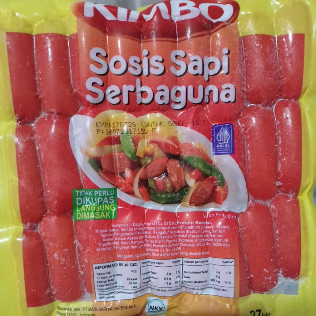 

kimbo sosis sapi merah serbaguna 450gr isi 27pcs