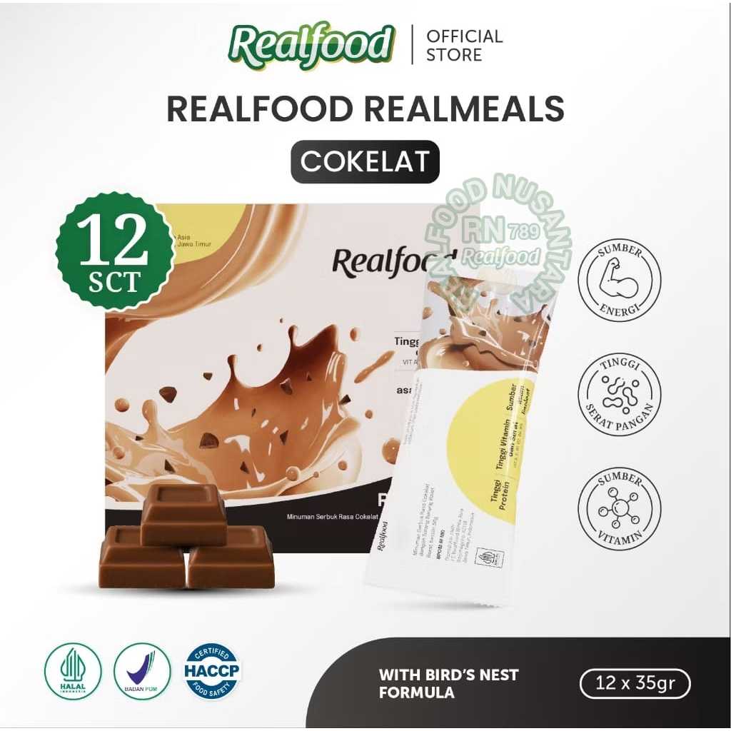 

Realfood Sporte Realmeals Protein Rasa Cokelat 12 Sct ( Minuman Sereal Formulasi Sarang Burung Walet ) RN789