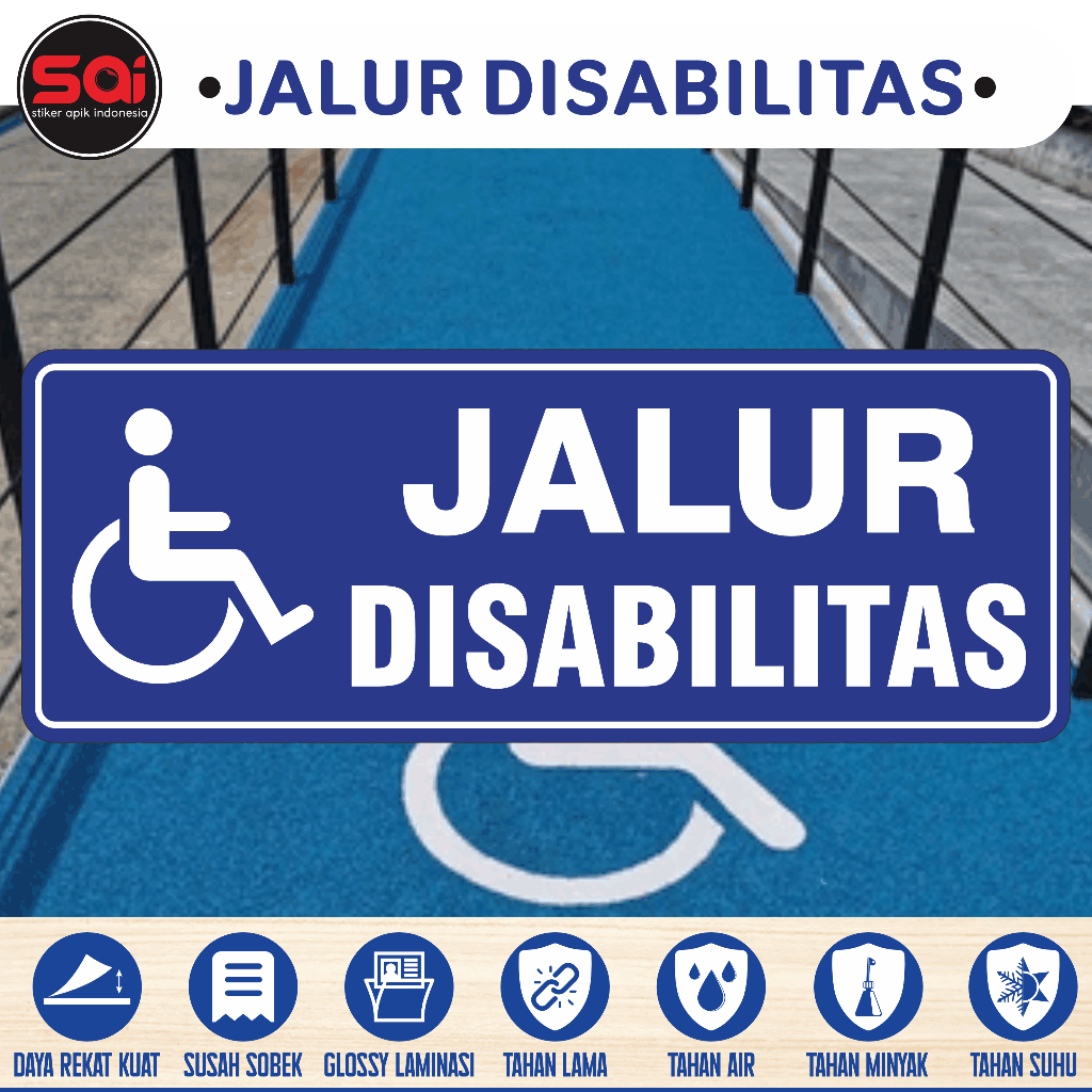 

Stiker vinyl anti air JALUR DISABILITAS laminasi glossy