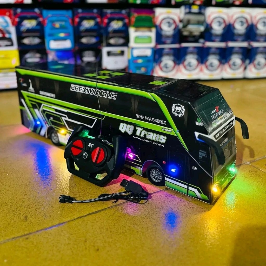 Miniatur remote control, miniatur bus remote control, bus telolet basuri, ful aksesosris lampu