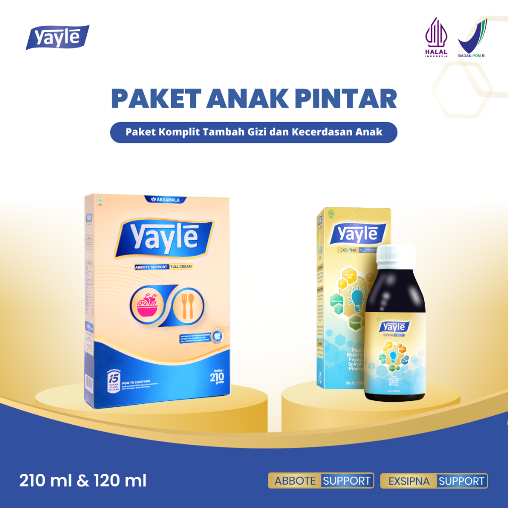 

Yayle Susu Full Cream 210 Gram & Yayle Exsipna 120ml II Menambah Nafsu Makan, Keceedasan, & Lancar Bicara