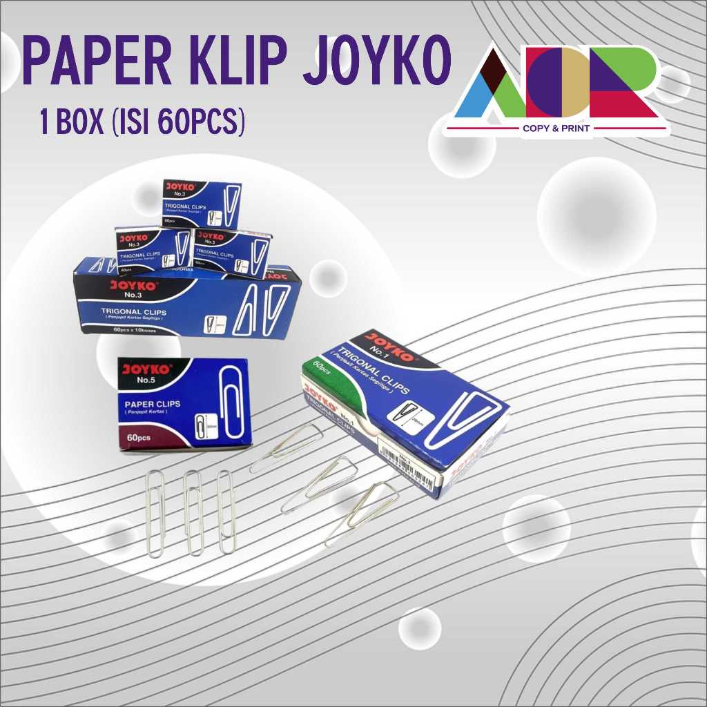 

PAPER KLIP JOYKO ISI 60PCS NO 1 ,NO 5 ,NO 3