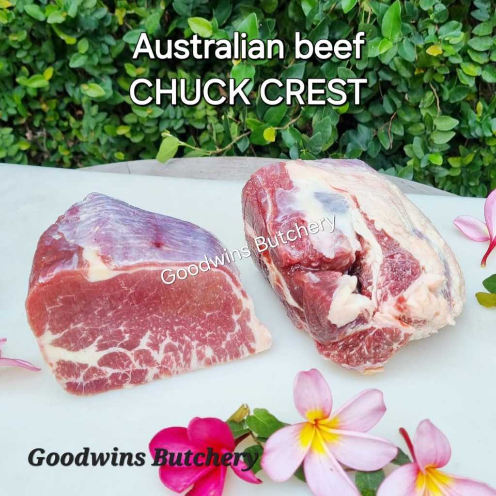 

1kg beef CHUCK CREST Australia brand AMH / Kilcoy frozen WHOLE, HALF & STEAK CUTS