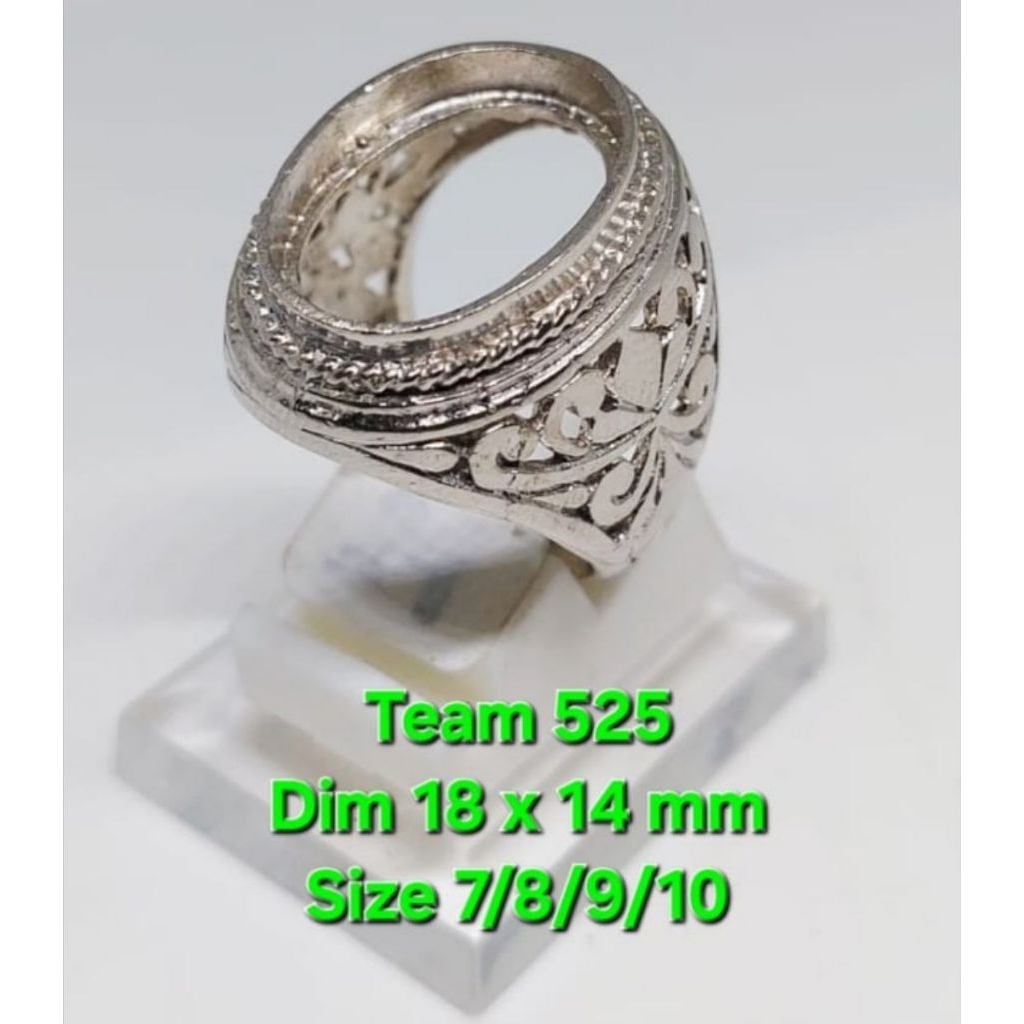 Ring emban alpaka super dim 18x14 tanam kerawang / bisa untuk 17x13/ pengikat ring cincin batu akik 