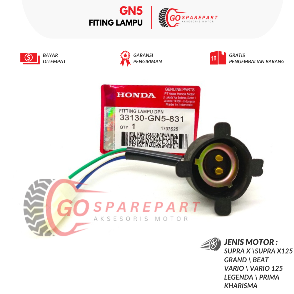 GN5 FITING LAMPU MOTOR HONDA SUPRA X / DUDUKAN LAMPU MOTOR SUPRA X 125 / SOKET LAMPU BEAT / KABEL FI