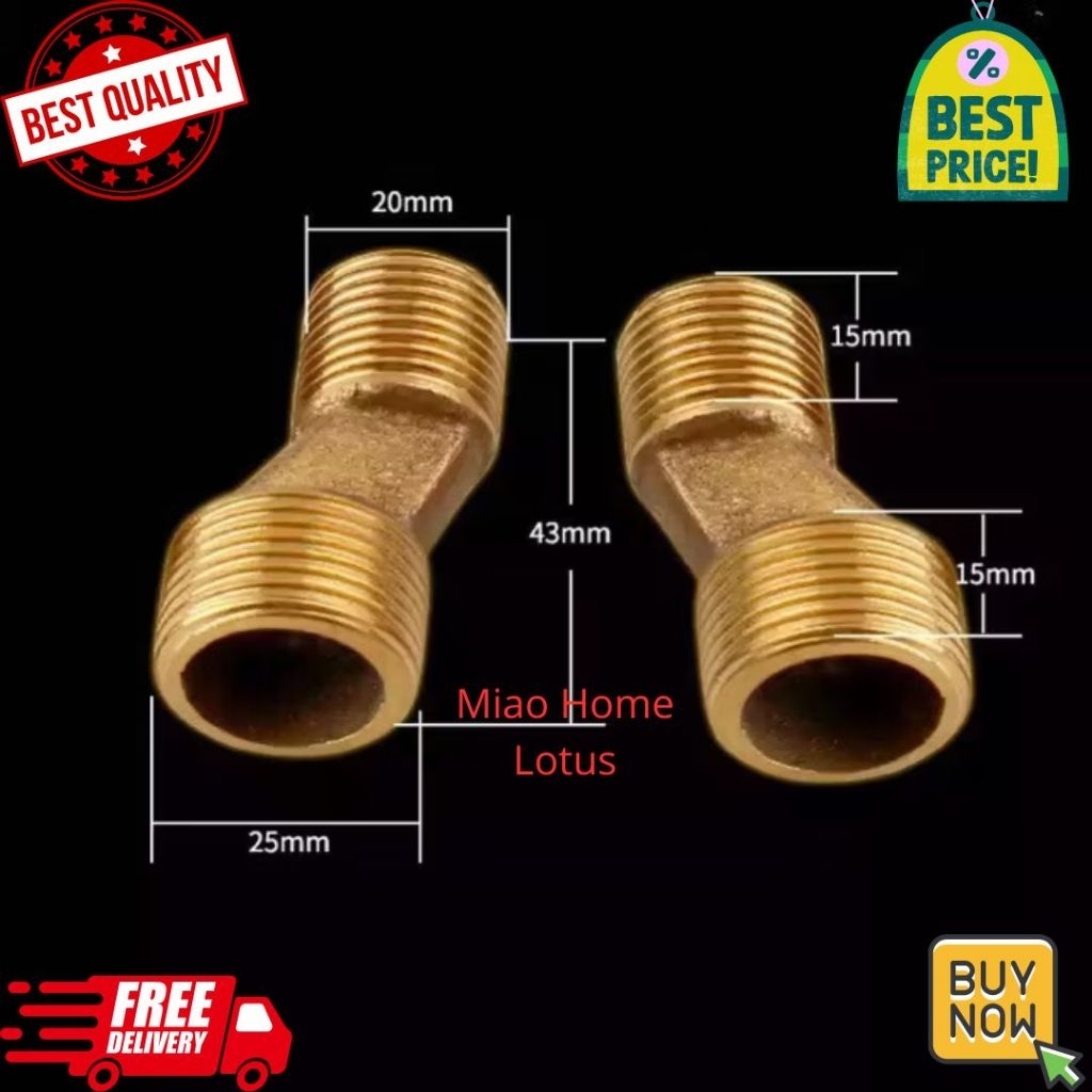 nepel Z double nepel Kuningan drat luar 3/4" X 1/2" / nipel kran bathub / sambungan drat luar keran 