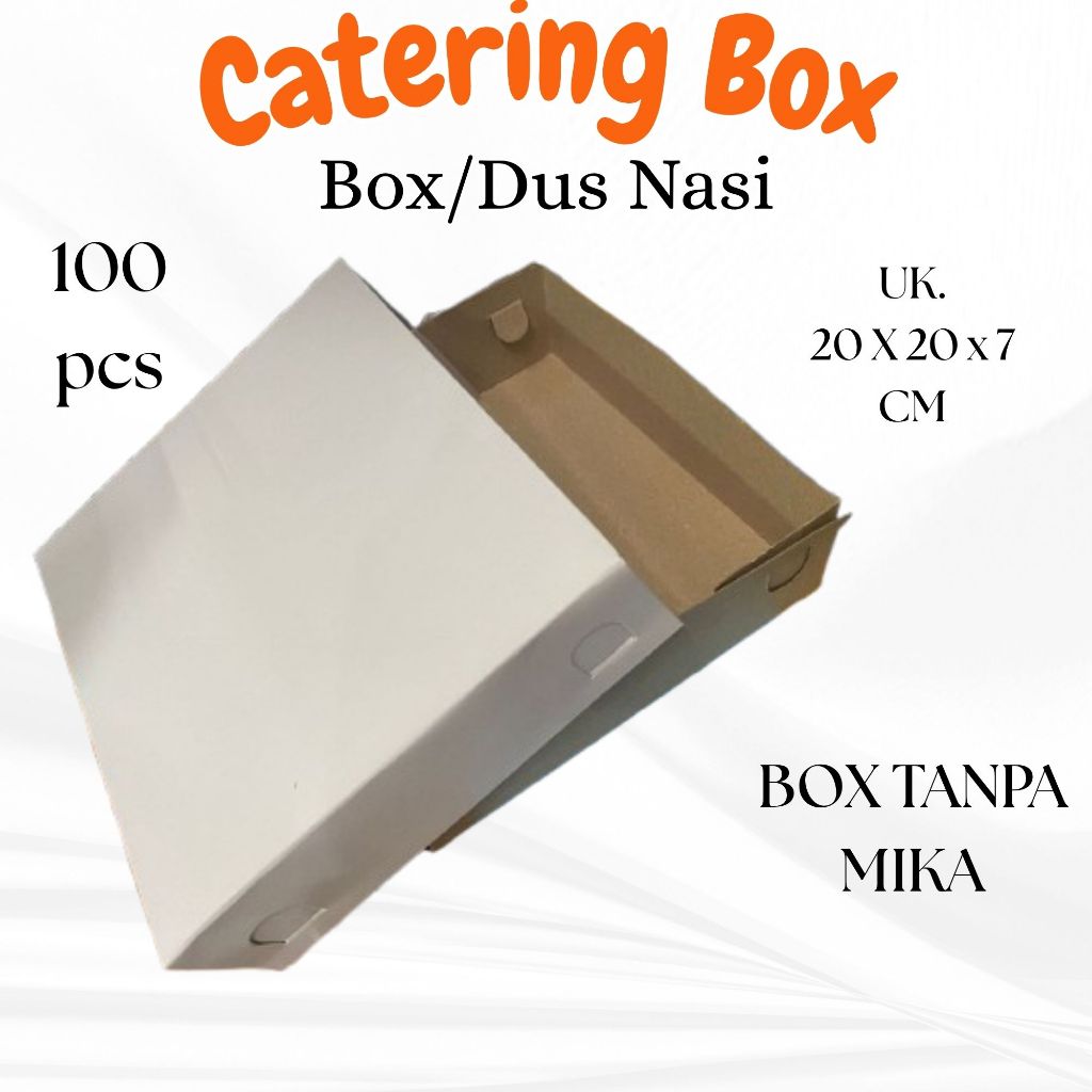 (100 PCS) CATERING BOX/DUS NASI/BOX NASI  PADANG POLOS UK 20 X 20 X 7 CM
