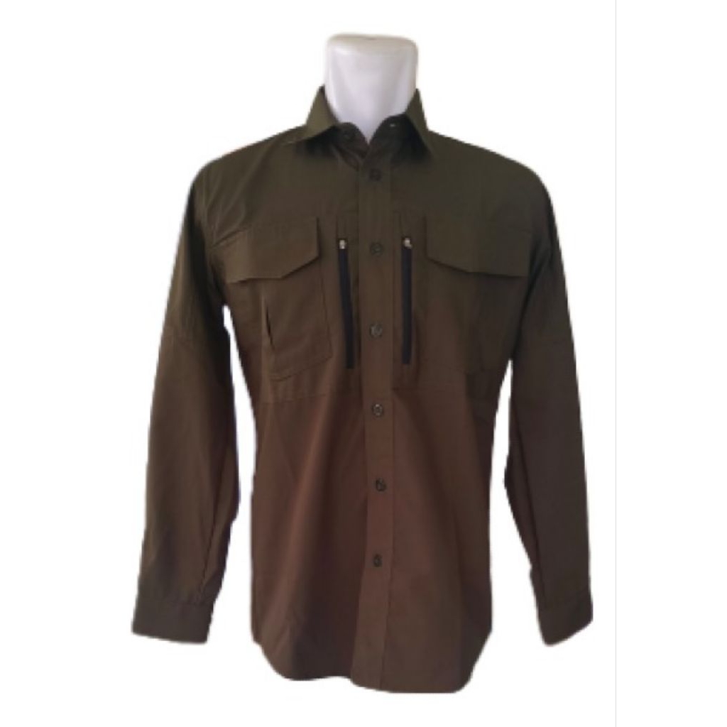 Kemeja PDL bahan Bultop. Warna Hijau Army