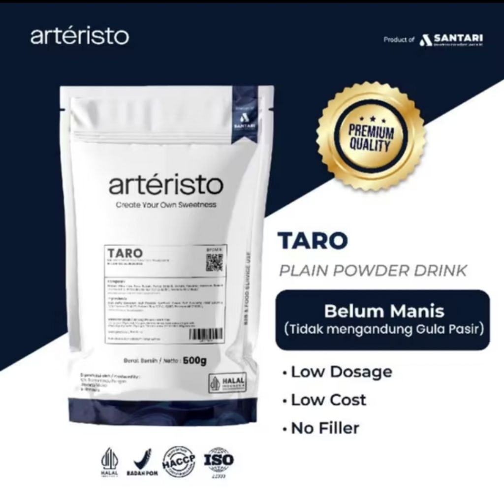 

ARTERISTO TARO PREMIUM POWDER DRINK 500 GR - TANPA GULA PASIR - Bubuk Minuman Instant