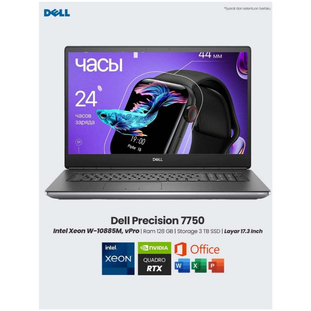 Laptop Mobile Workstation Dell Pricision 7750 Intel Xeon W 10885M Ram 128 GB SSD 2 TB Nvidia Quadro 