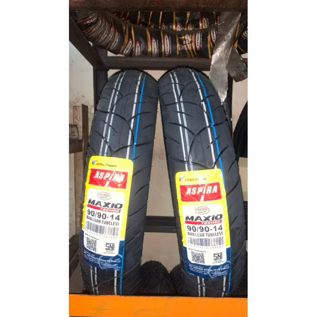 BAN LUAR ASPIRA MAXIO (90/90-14) TUBELESS. BAN BELAKANG VARIO,BEAT,DLL.