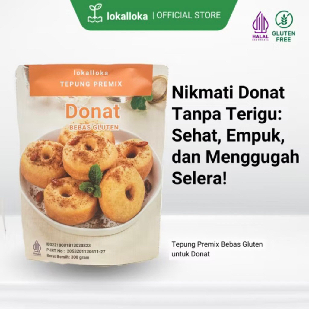 

TEPUNG PREMIX DONAT GLUTEN FREE 300gr | LOKALLOKA