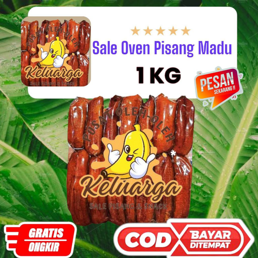 

sale pisang basah kemasan 1Kg oven asap pisang madu