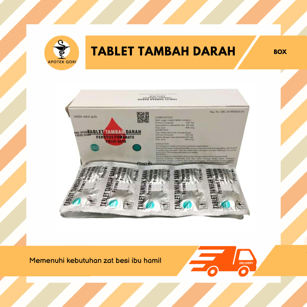 TABLET TAMBAH DARAH GENERIK BOX ISI 100 TABLET / SUPLEMEN ZAT BESI IBU HAMIL