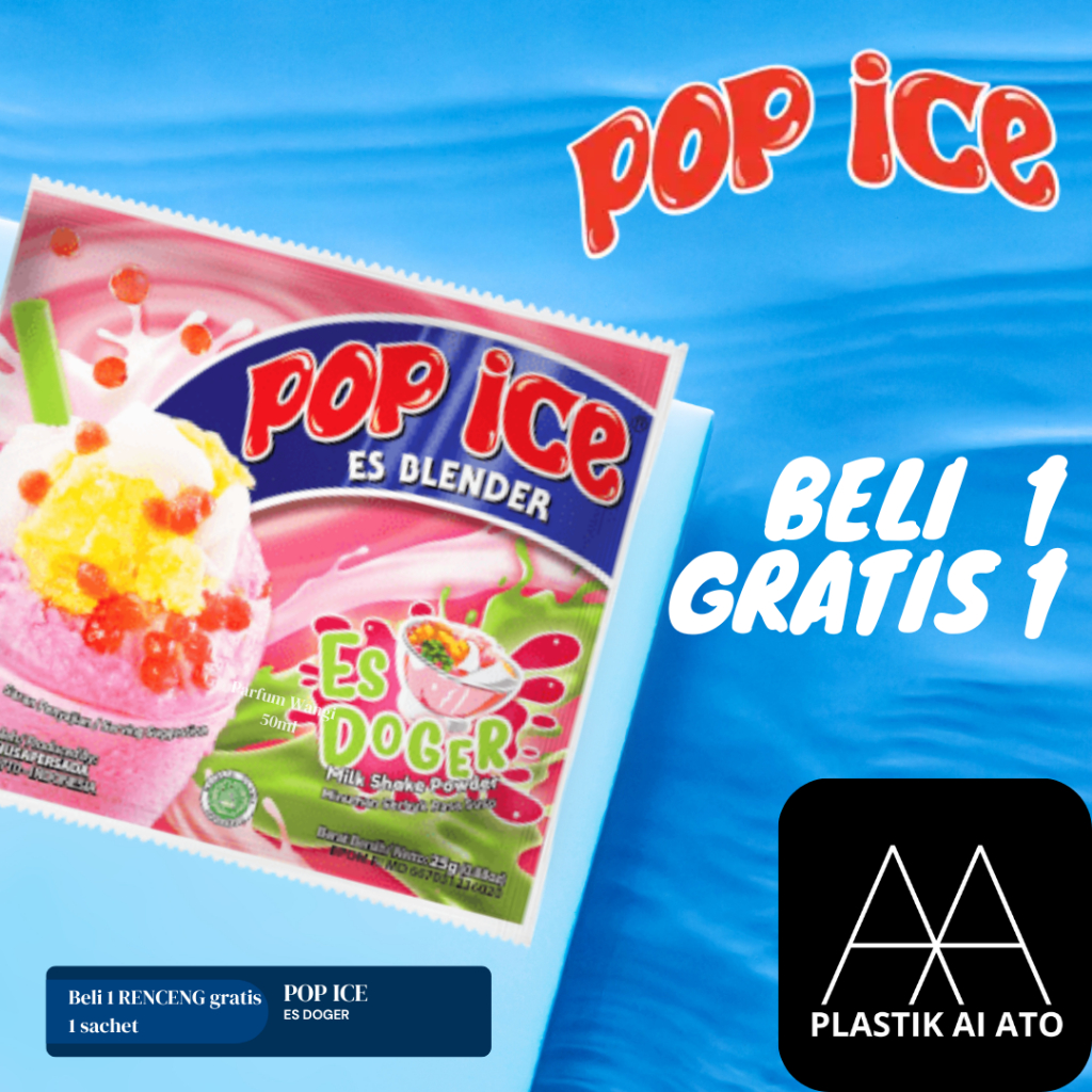 

Pop Ice Milk Shake Powder Es Doger 23 Gr 10 + 1Pcs BONUS 10 PCS SEDOTAN + PLASTIK / Pop Ice