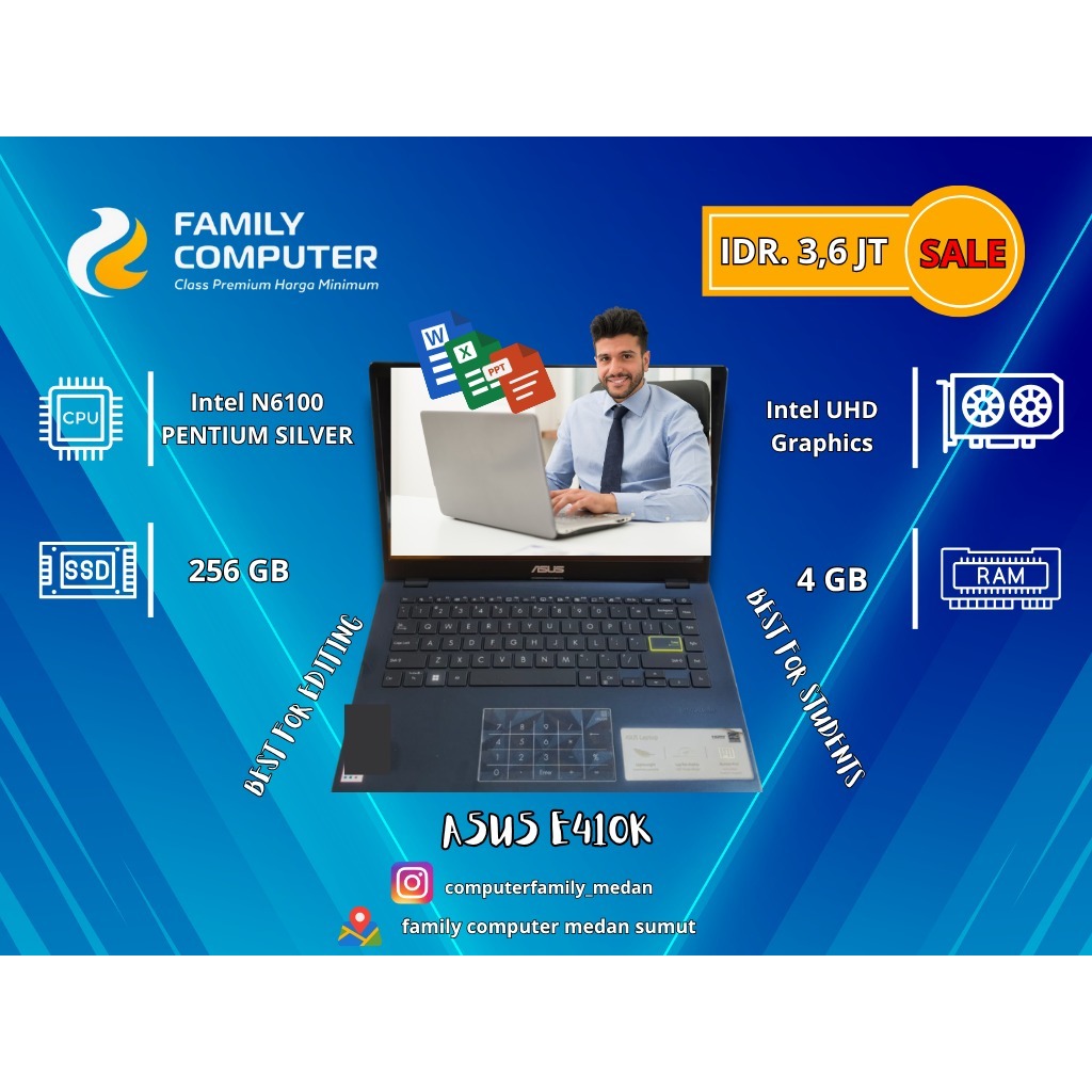 ASUS E410K | PENTIUM SILVER N6000 | RAM 4GB SSD 256GB