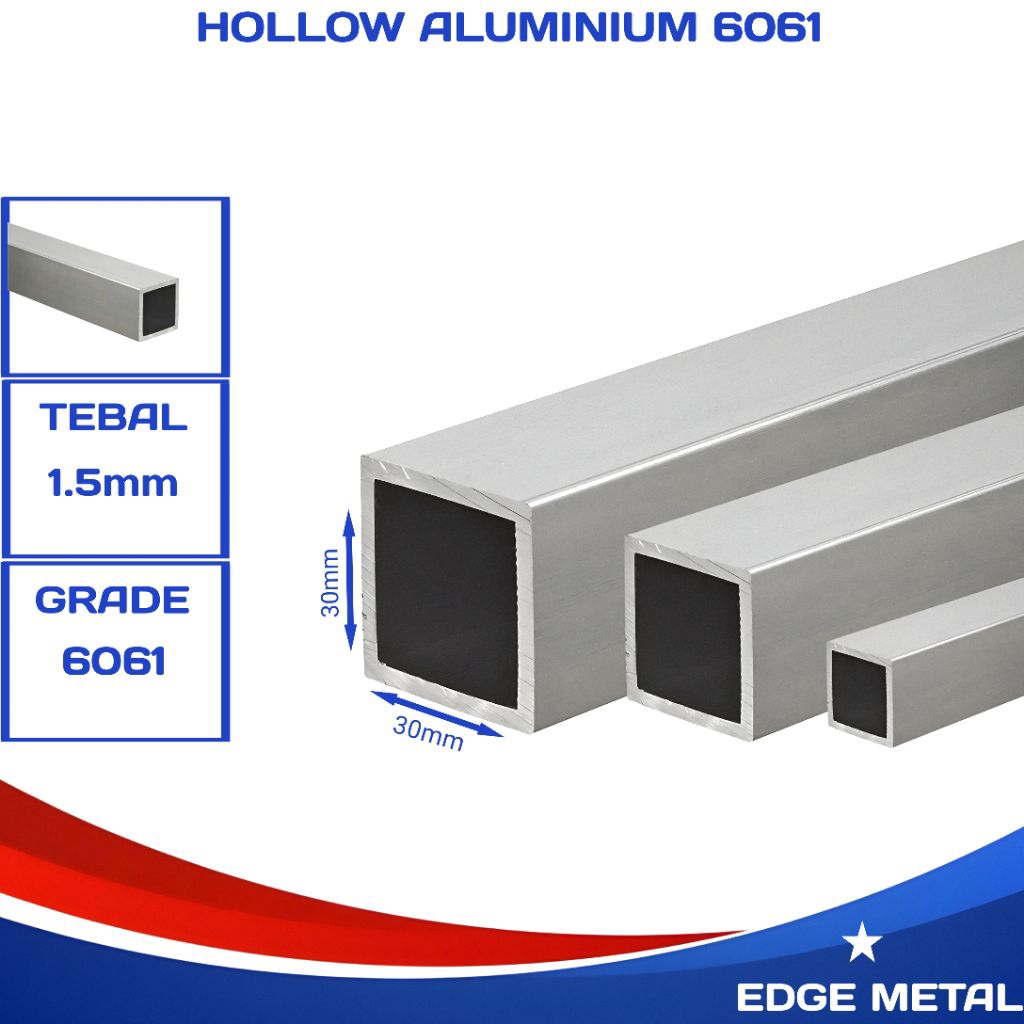 HOLLOW ALUMINIUM 30MM X 30MM X TEBAL 1,5MM | HOLLOW ALUMINIUM DURAL 6061