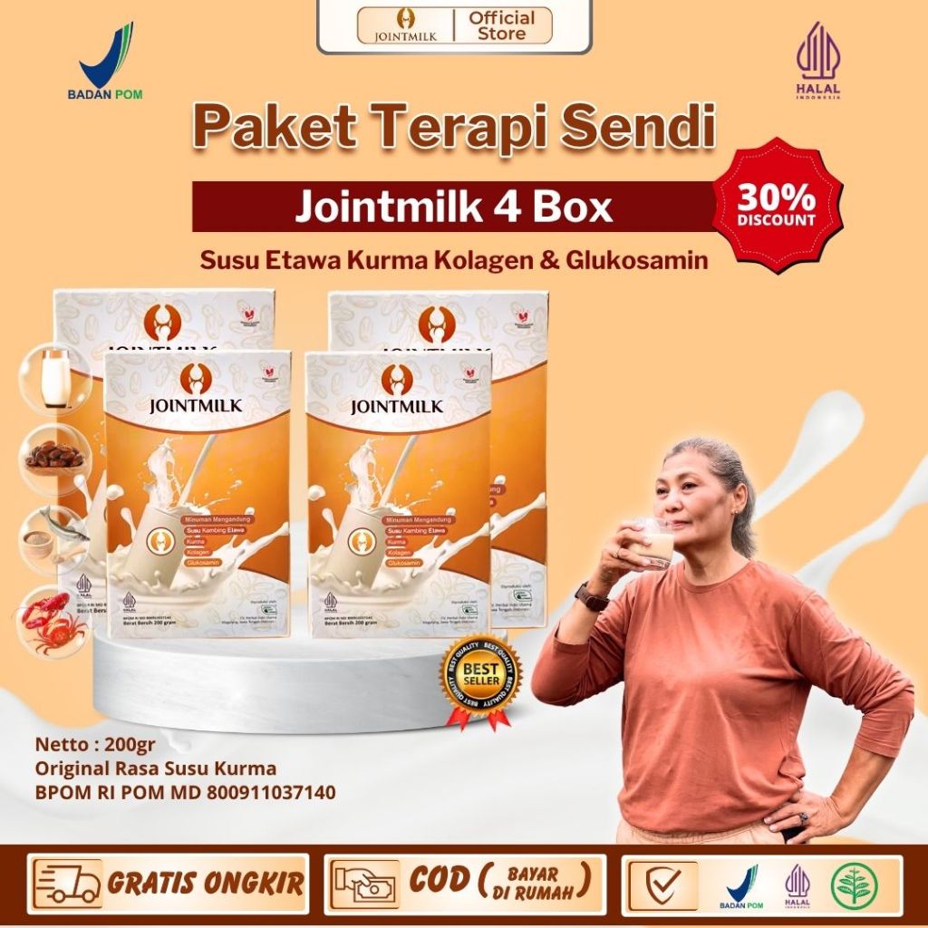 

Jointmilk Paket 4 Box Atasi Nyeri Sendi Susu Kurma Kolagen & Glukosamin