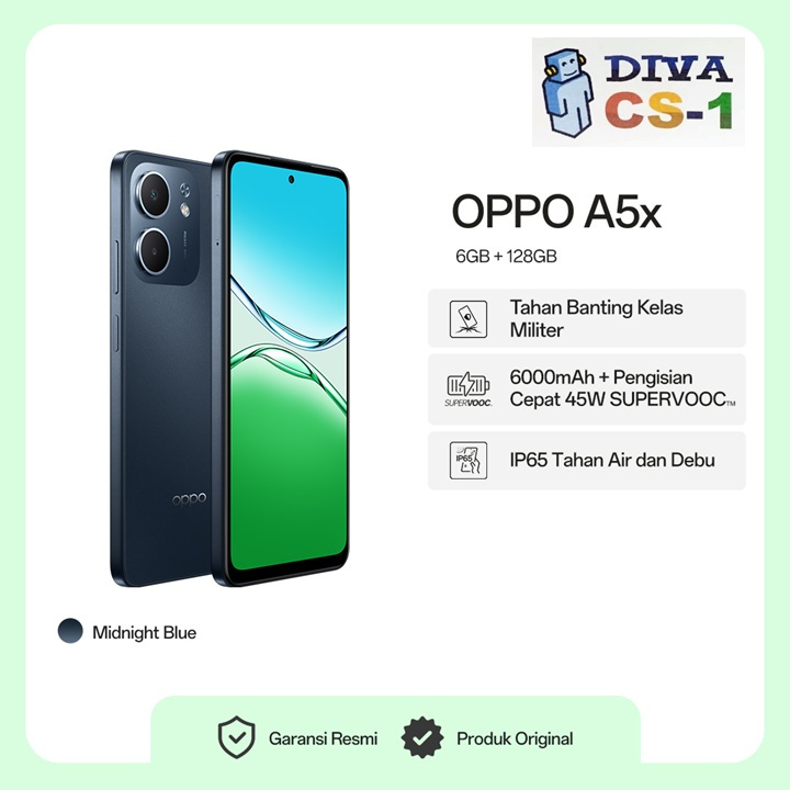 OPPO A5X Ram 6Gb 128Gb Snapdragon 6s Military Grade Fast charging 45w Android 15 Bdg Antapani DSK
