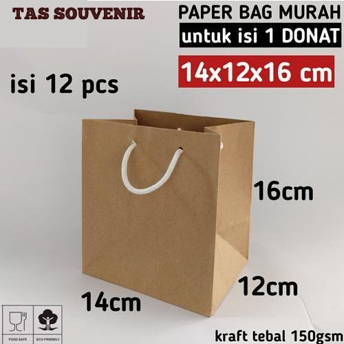 

isi 12 paper bag donat 14x16x12 / tas kertas polos paperbag souvenir