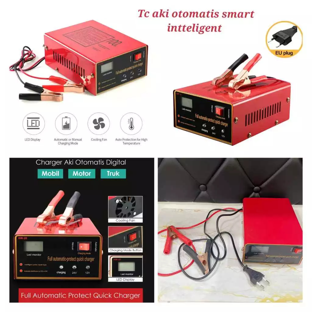 Charger Aki Motor Mobil Otomatis Accu Kering dan Basah Lead Acid - Charger Aki Mobil Smart Battery 1